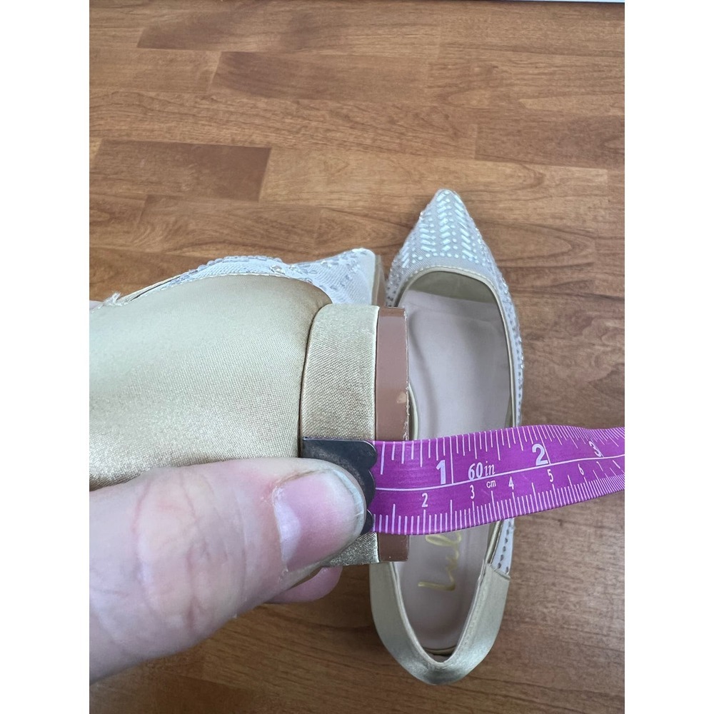 Lulus sparklee champagne rhinestone pointed toe ballet flats - Picture 8 of 8